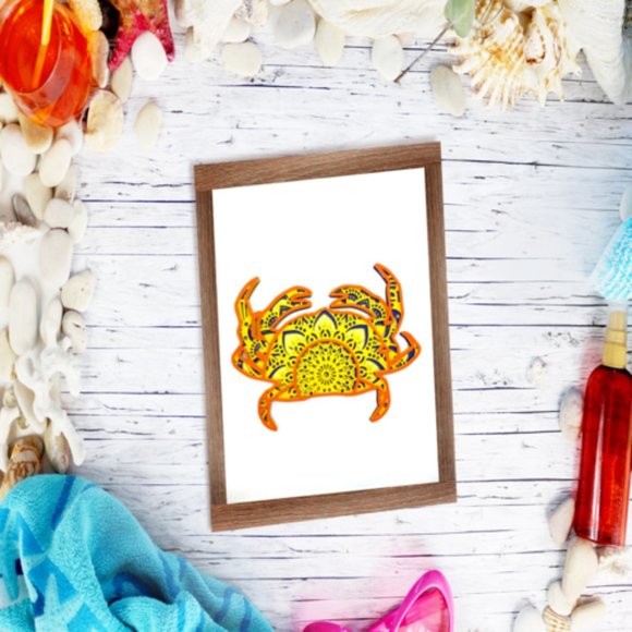 3D 4 Layered Crab Mandala Décor - Picture 1 of 2